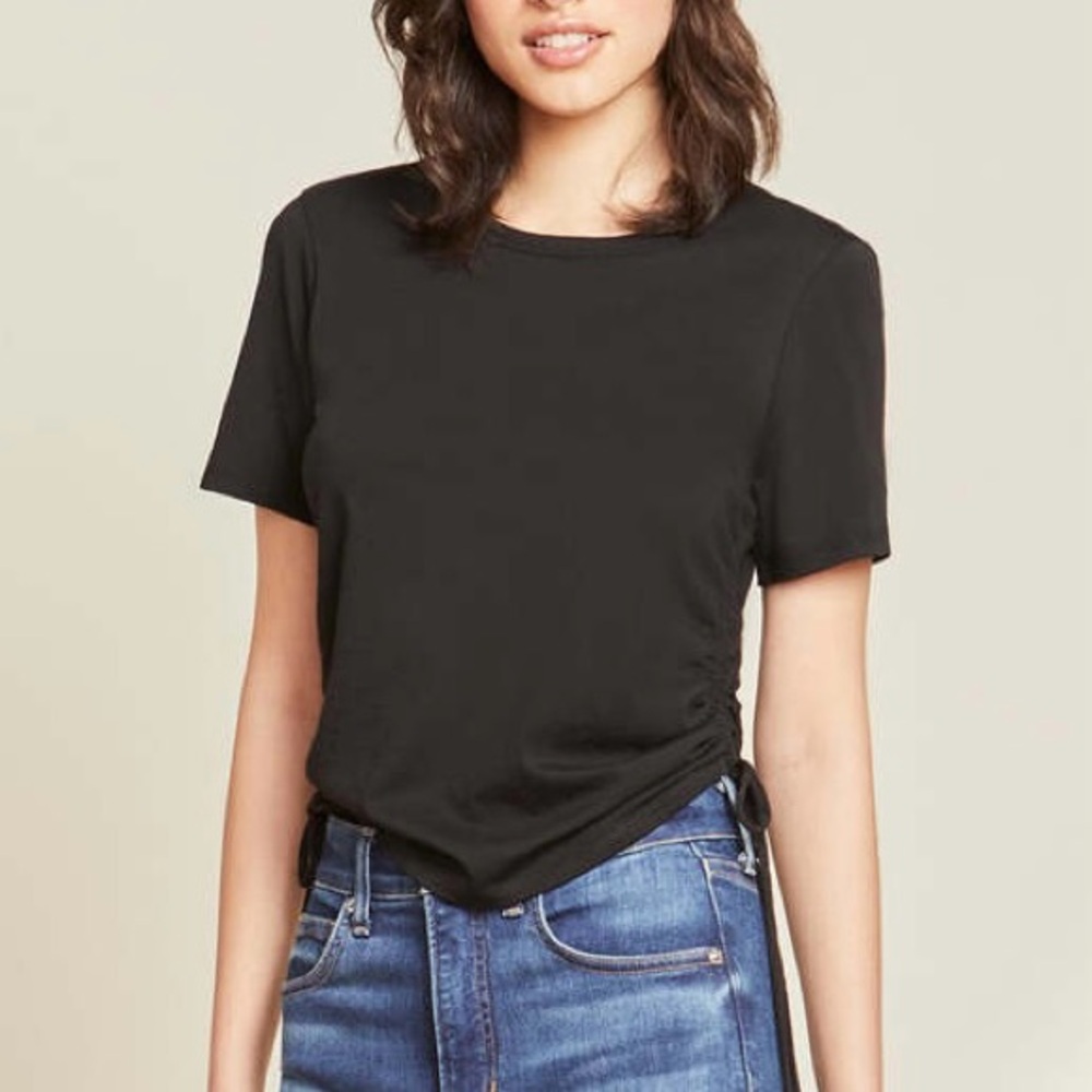 Veronica Beard Jeans Tazi Side Ruched Cotton T-Shirt